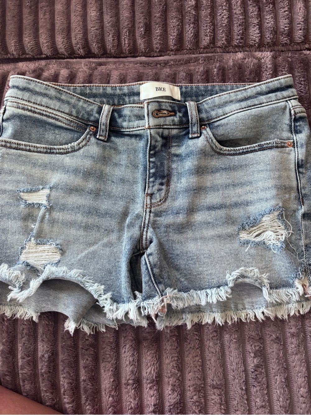 BKE Light Wash Distressed Denim Shorts